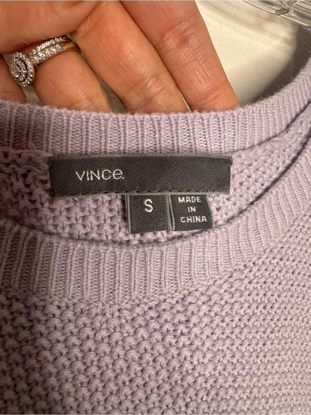 Vince Lilac Purple Knit Cotton/Cashmere Women's Sweater - Crewneck Pullover - Picture 6 of 7